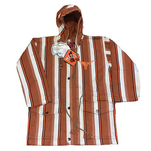 Vintage NWT Texas Longhorns Striped Canvas NCAA Button Jacket NEW Sz Medium RARE - Picture 1 of 12
